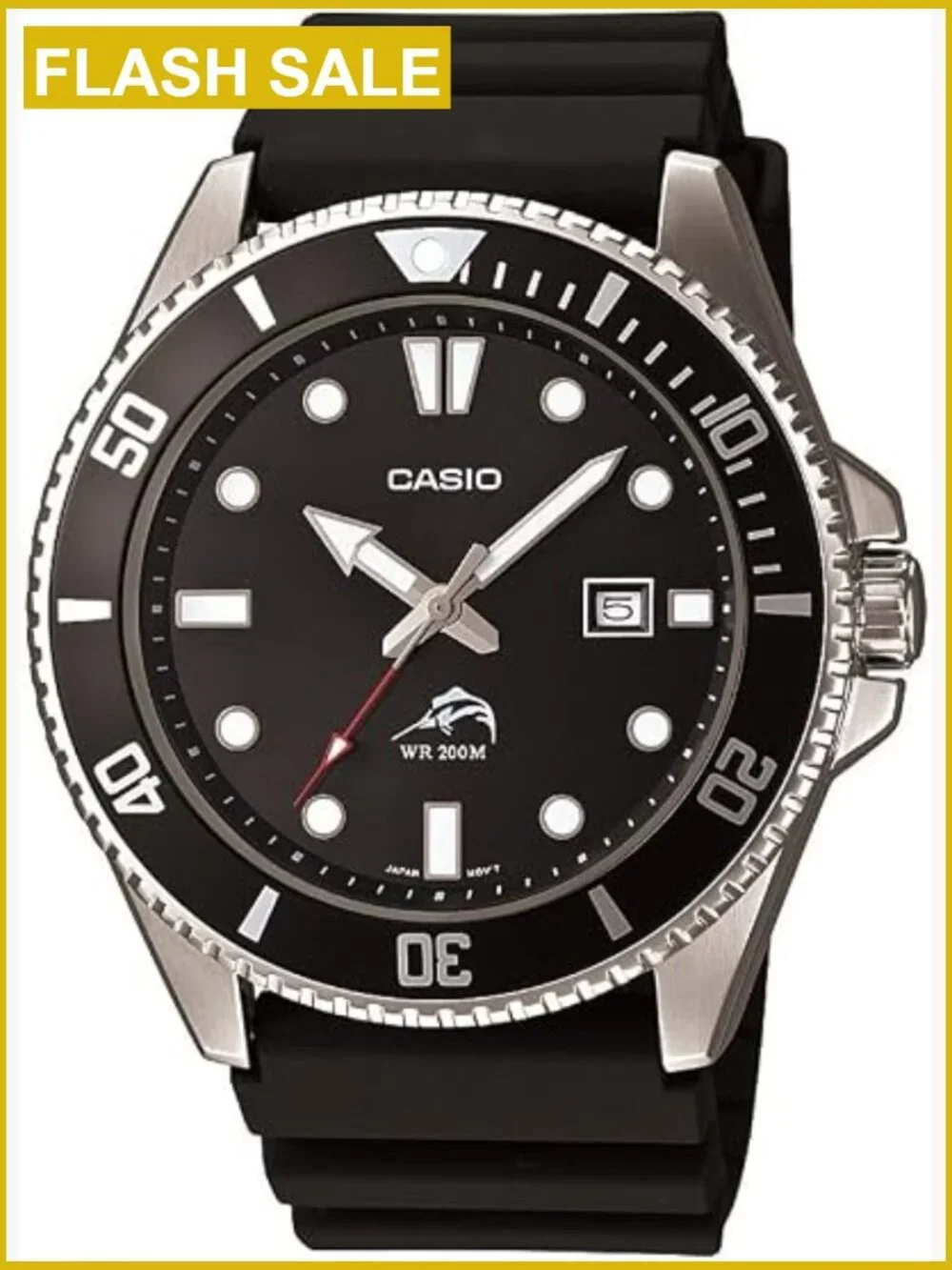 Unisex Analog Watch 200M Water Resistant Stainless Steel Resin Band Date Display